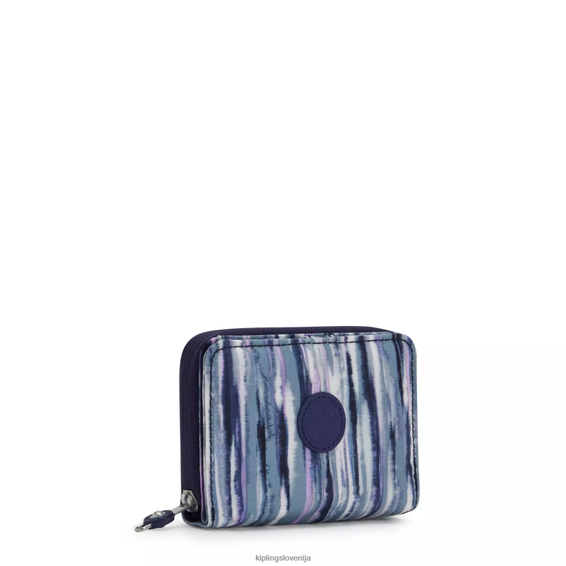 Kipling V4X2B292 črtaste črte denarnica z majhnimi tiskanimi črkami ženske denarnice in zapestnice