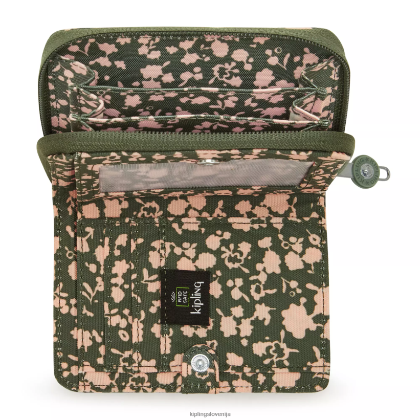 Kipling V4X2B294 sveža cvetlična denarnica z majhnimi tiskanimi črkami ženske denarnice in zapestnice