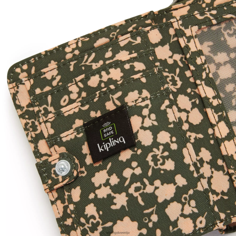 Kipling V4X2B294 sveža cvetlična denarnica z majhnimi tiskanimi črkami ženske denarnice in zapestnice