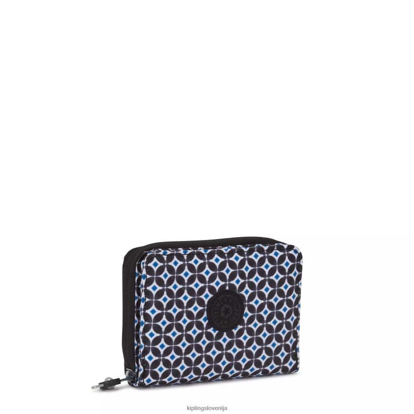 Kipling V4X2B295 črna ploščica denarnica z majhnimi tiskanimi črkami ženske denarnice in zapestnice