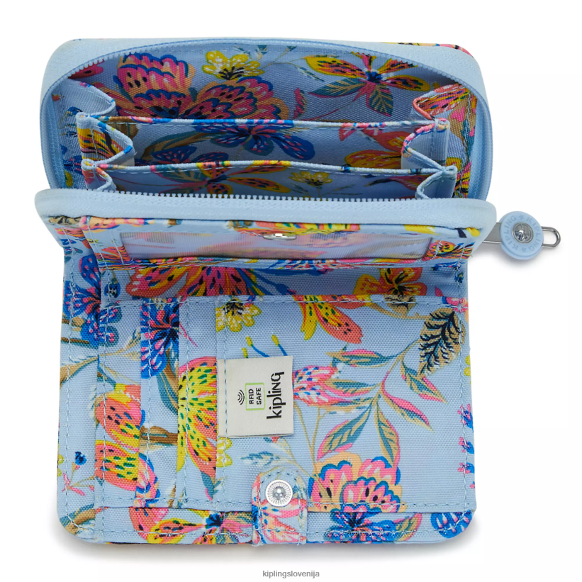 Kipling V4X2B296 divje rože denarnica z majhnimi tiskanimi črkami ženske denarnice in zapestnice