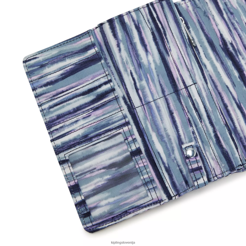 Kipling V4X2B309 črtaste črte Money Land potiskana snap denarnica ženske denarnice in zapestnice