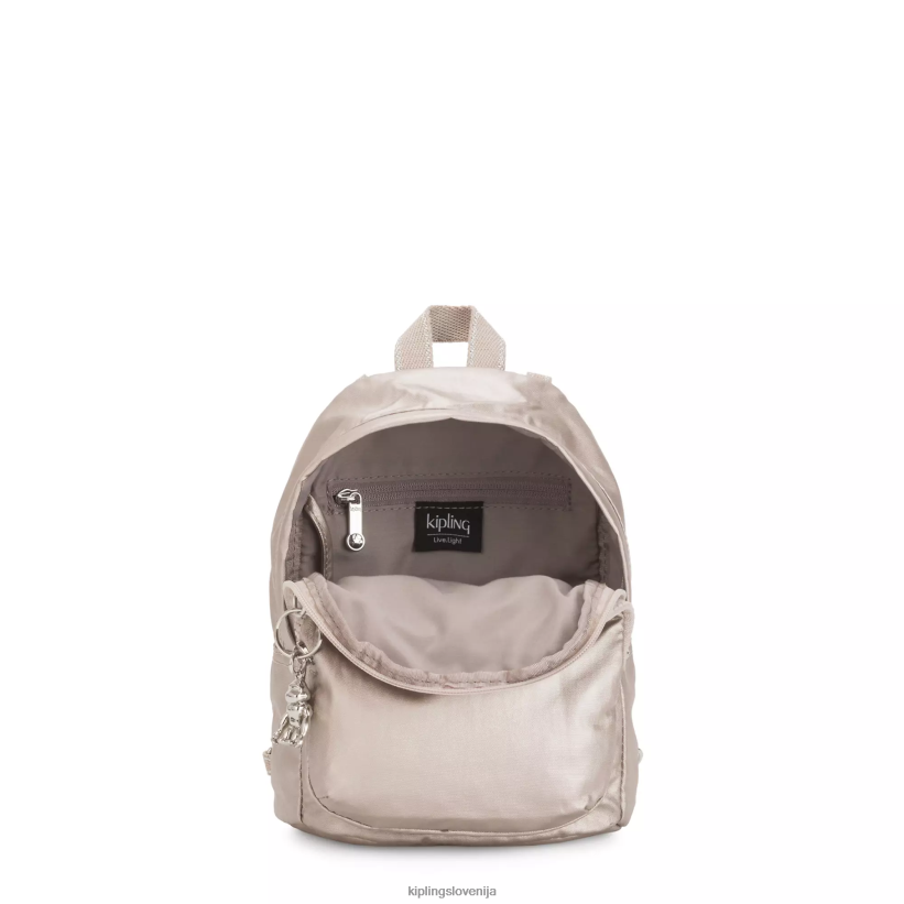 Kipling V4X2B404 kovinski sijaj delia kompaktni kovinski preklopni nahrbtnik ženske modni nahrbtniki