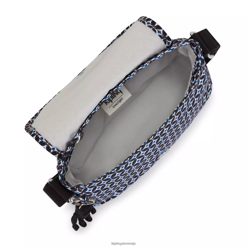 Kipling V4X2B13 črna ploščica mini torbica čez telo s potiskom sabian ženske mini vrečke