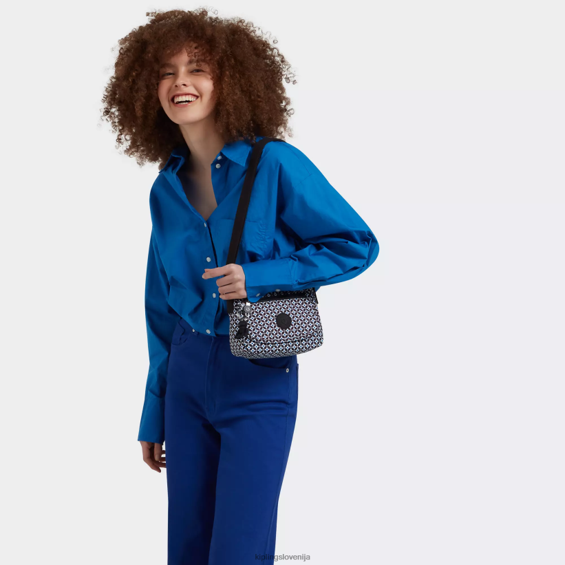 Kipling V4X2B13 črna ploščica mini torbica čez telo s potiskom sabian ženske mini vrečke