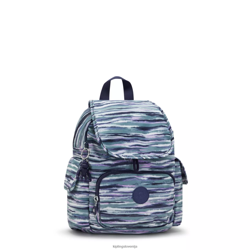 Kipling V4X2B497 črtaste črte city ​​pack mini nahrbtnik s potiskom ženske mini vrečke