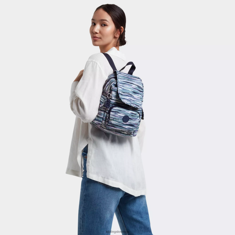Kipling V4X2B497 črtaste črte city ​​pack mini nahrbtnik s potiskom ženske mini vrečke