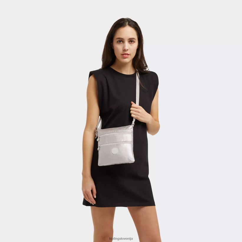 Kipling V4X2B98 kovinski sijaj keiko kovinska mini torbica za čez ramo ženske mini vrečke