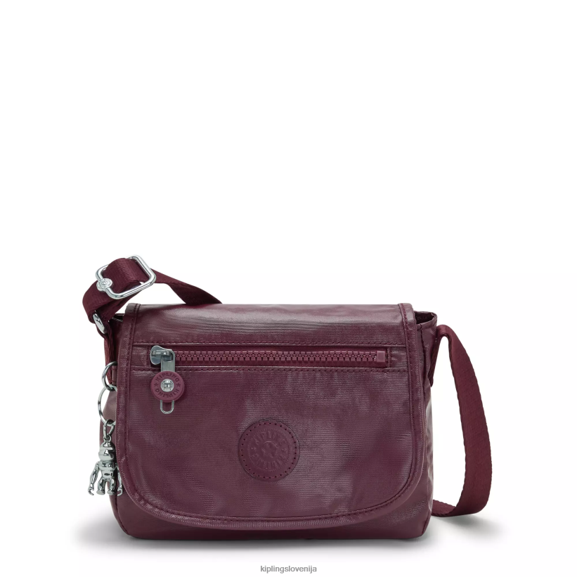 Kipling V4X2B99 bordo lak sabian kovinska mini torbica čez ramo ženske mini vrečke