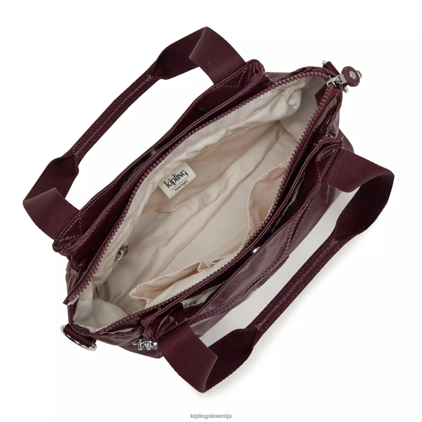 Kipling V4X2B203 bordo lak elysia kovinska torba za čez ramo ženske torbe za čez ramo