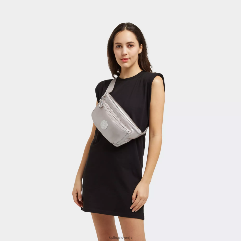 Kipling V4X2B285 kovinski sijaj yasemina ekstra velik kovinski torbica za okoli pasu ženske torbica za okoli pasu