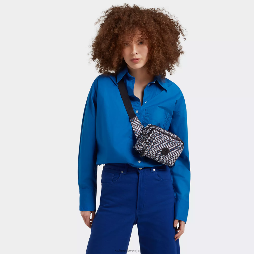 Kipling V4X2B322 črna ploščica torbica za čez ramo z več potiskom abanu ženske torbice za čez ramo