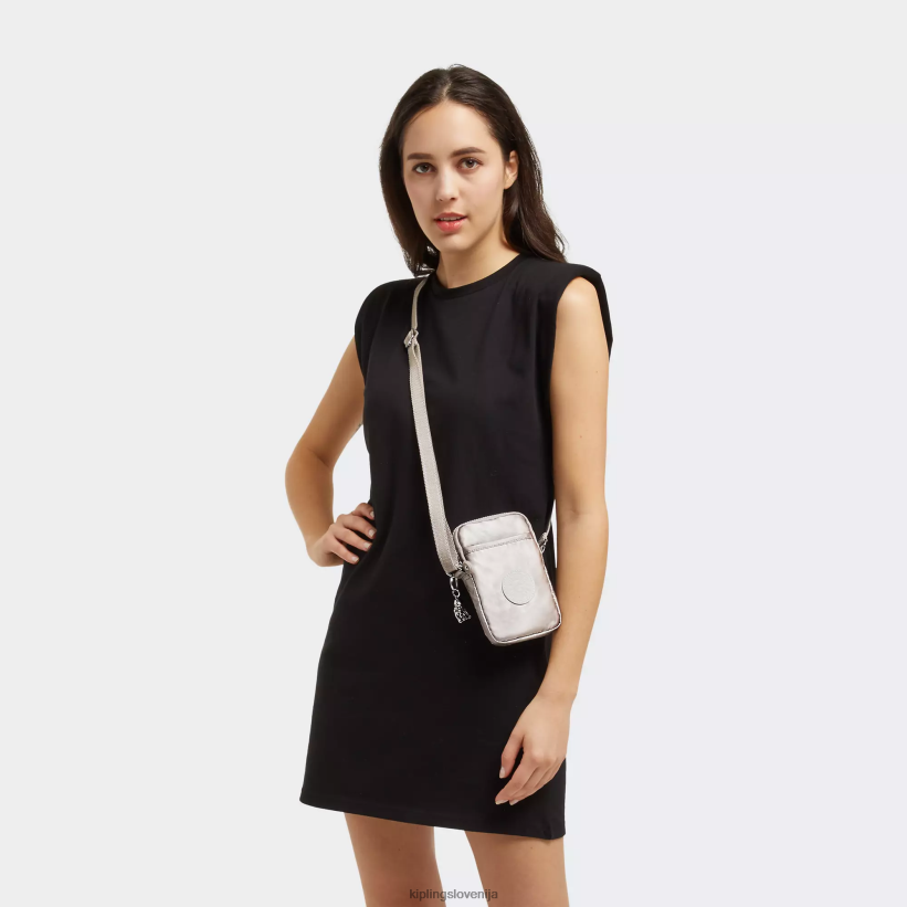 Kipling V4X2B59 kovinski sijaj tally kovinska torba za telefon čez ramo ženske torbice za čez ramo