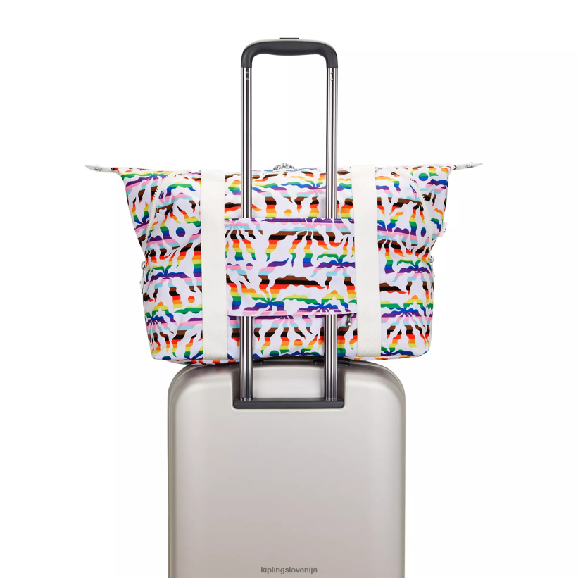 Kipling V4X2B261 mavrična dlan torba z umetniškim srednjim potiskom ženske torbice