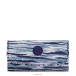 Kipling V4X2B309 črtaste črte Money Land potiskana snap denarnica ženske denarnice in zapestnice