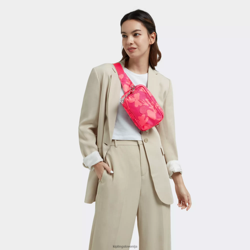 Kipling V4X2B320 koralni cvet torbica za čez ramo z več potiskom abanu ženske torbice za čez ramo - slika 5