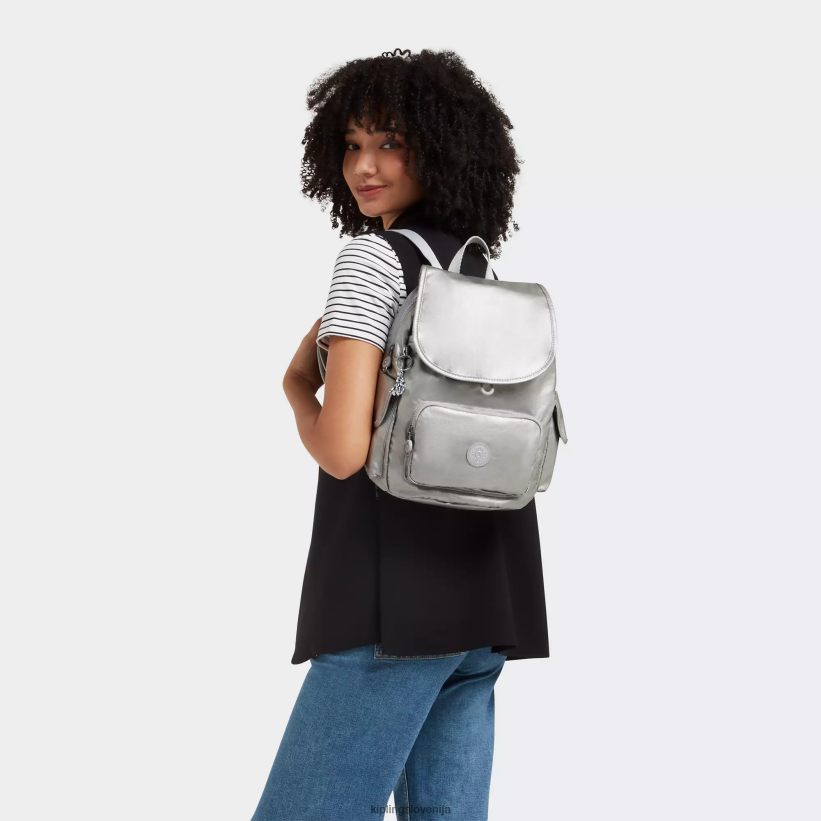 Kipling V4X2B380 svetlo kovinsko city ​​pack majhen kovinski nahrbtnik ženske majhni nahrbtniki - slika 4