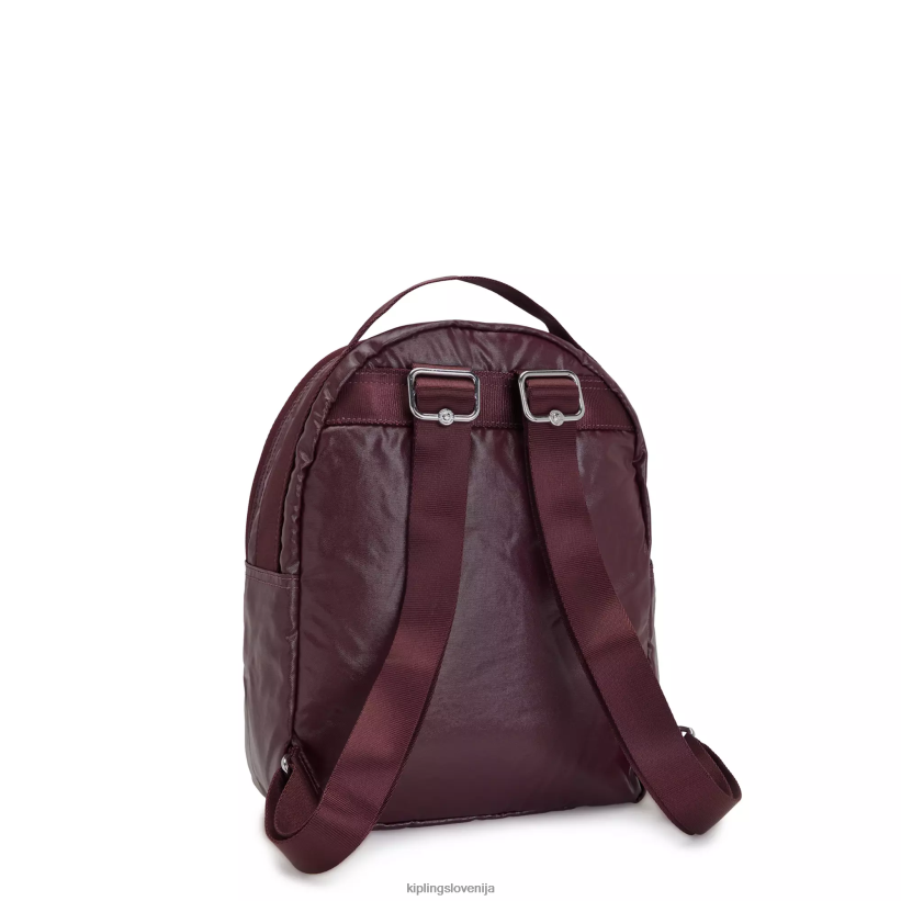 Kipling V4X2B386 bordo lak metalik kae kovinski nahrbtnik ženske majhni nahrbtniki - slika 4