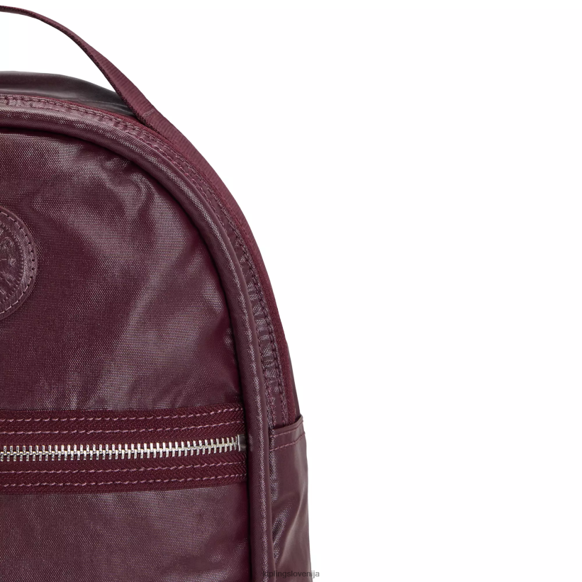Kipling V4X2B386 bordo lak metalik kae kovinski nahrbtnik ženske majhni nahrbtniki - slika 5