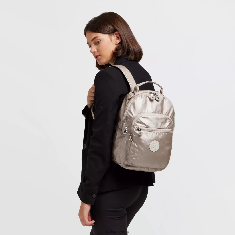 Kipling V4X2B418 kovinski sijaj Seoul majhen kovinski nahrbtnik za tablico ženske majhni nahrbtniki - slika 4