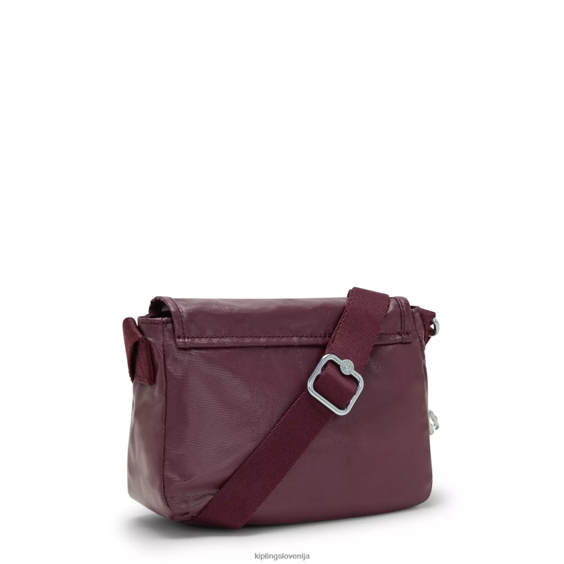 Kipling V4X2B99 bordo lak sabian kovinska mini torbica čez ramo ženske mini vrečke - slika 4